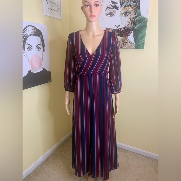 💫HP‼️💫 MADEWELL Wrap-Around Maxi Dress in Stockdale Stripe, Size 6 - Picture 6 of 12
